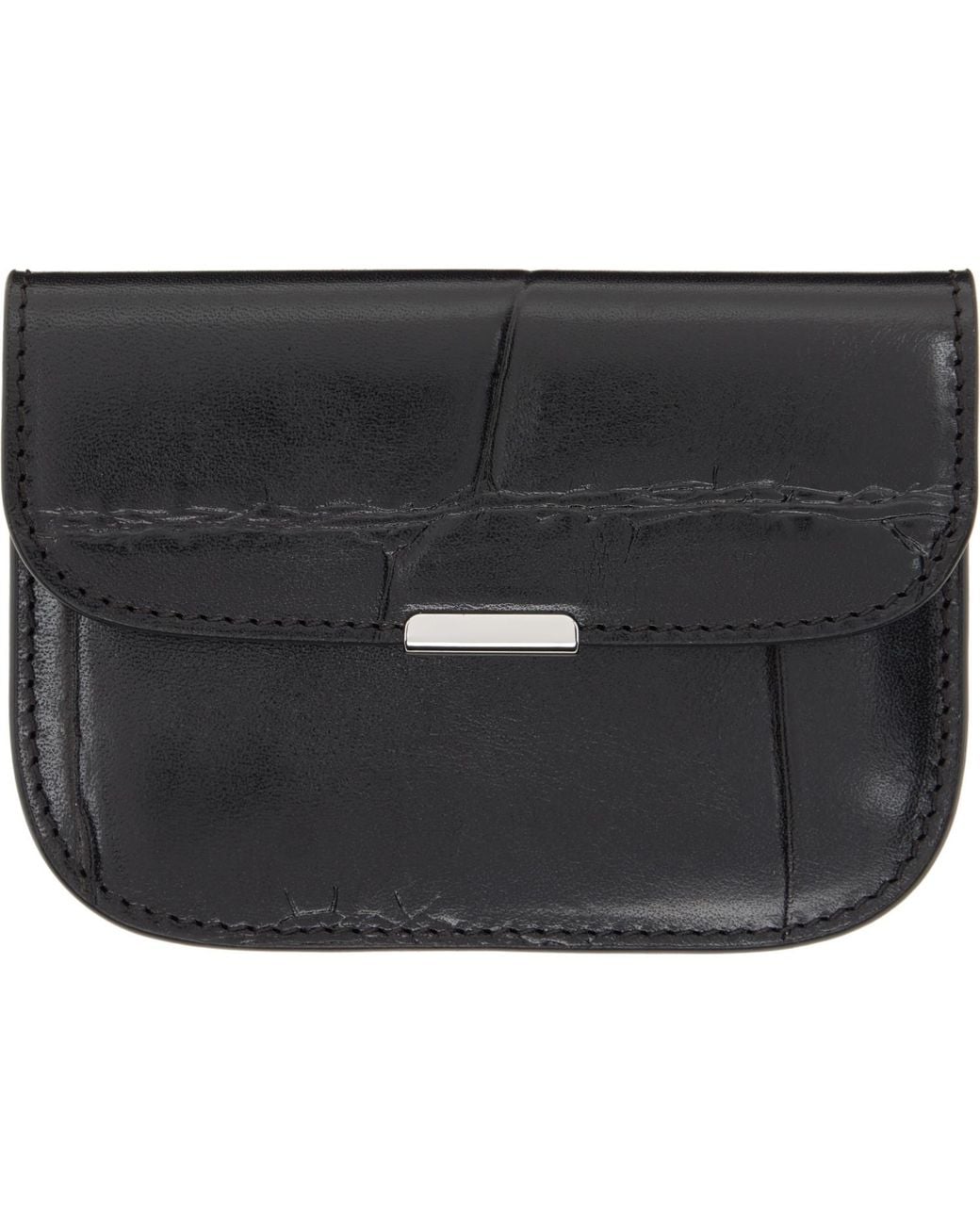 Lemaire Black Soft Tab Card Holder for men