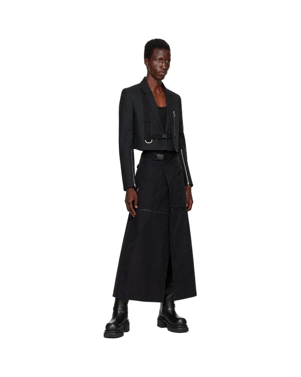 Rick Owens Black Concordians Odetta Cargo Maxi Skirt for men