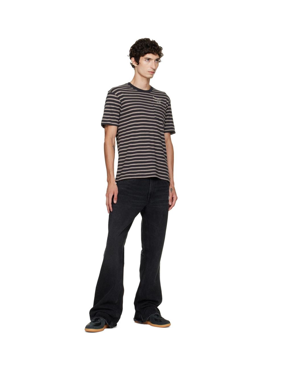 Stockholm Surfboard Club Black Striped T-Shirt for men
