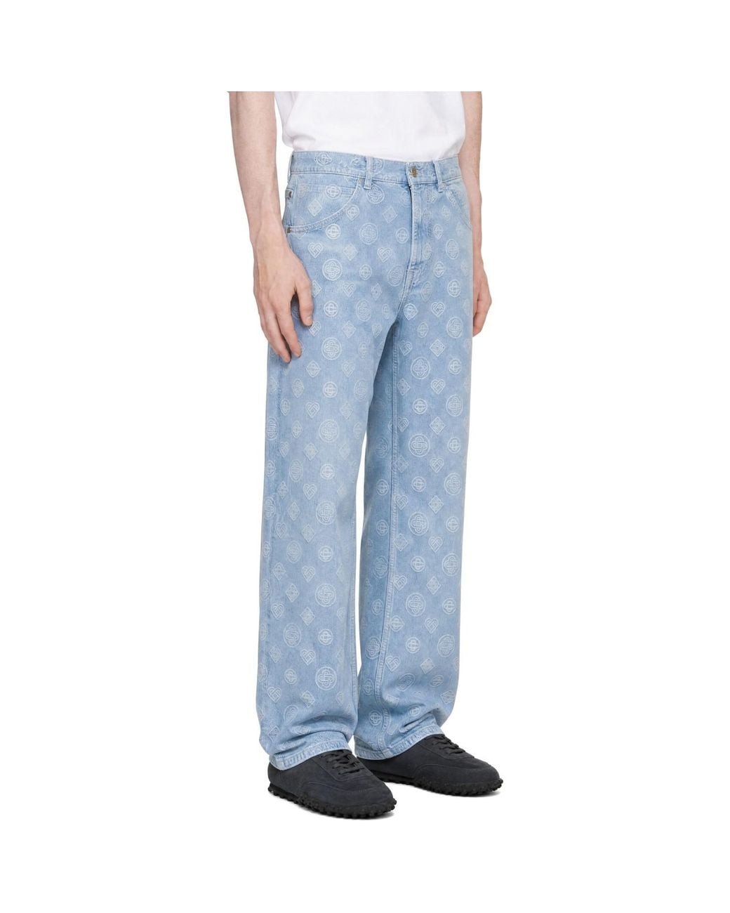 Casablanca Blue Relaxed-Fit Monogram Jeans for men