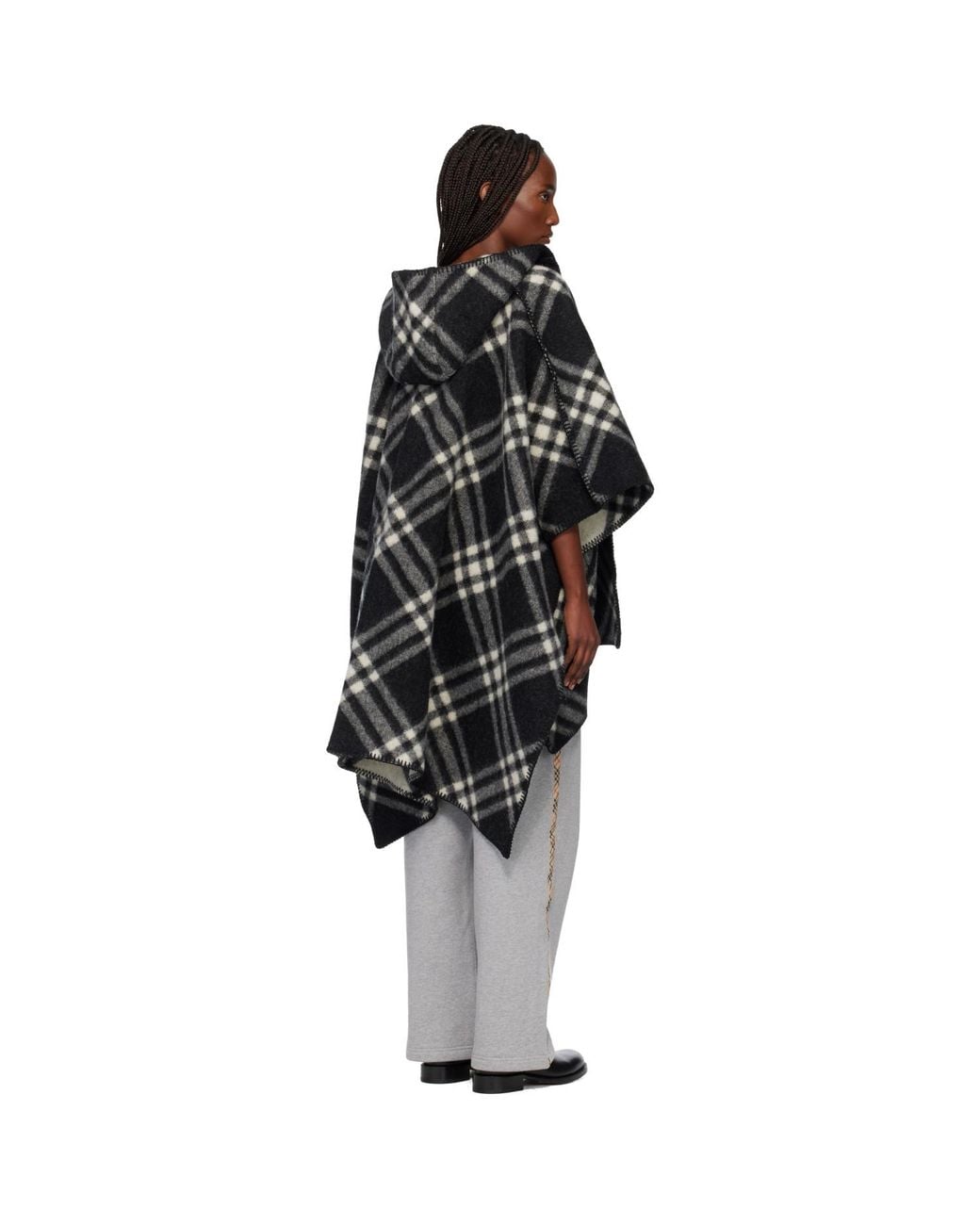 Burberry Black Check Wool Reversible Cape