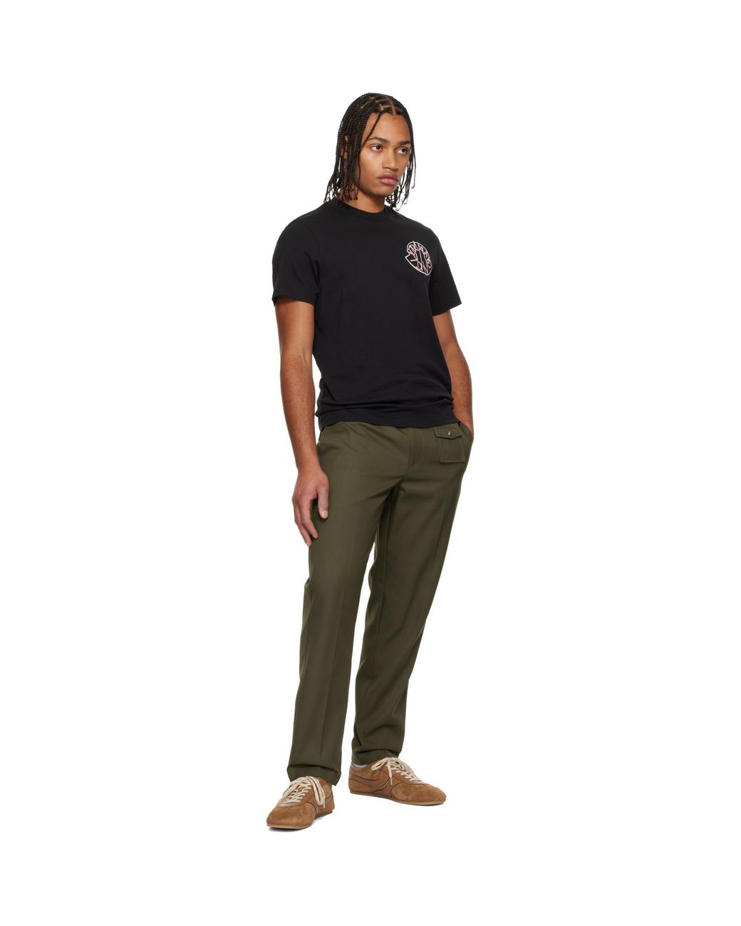 Moncler Green Khaki Tailored Gabardine Trousers for men