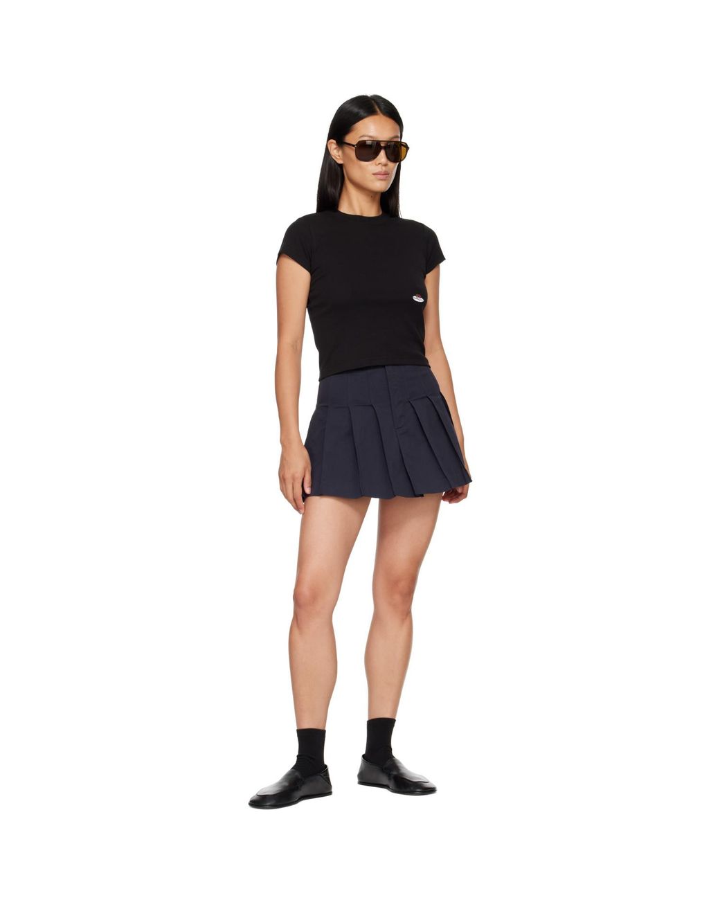 HOMMEGIRLS Blue Pleated Miniskirt