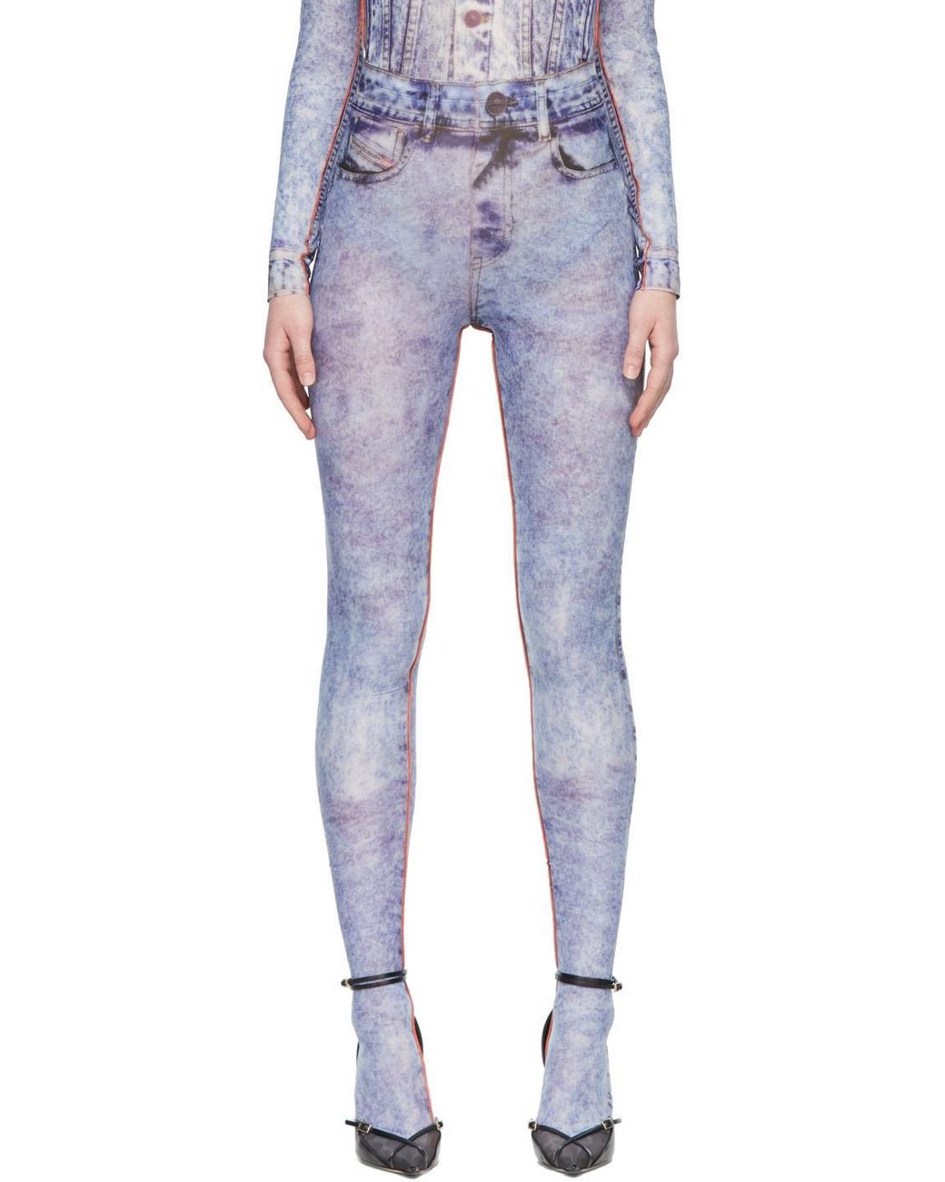 DIESEL Synthetic Pkolld1 leggings in Blue Lyst
