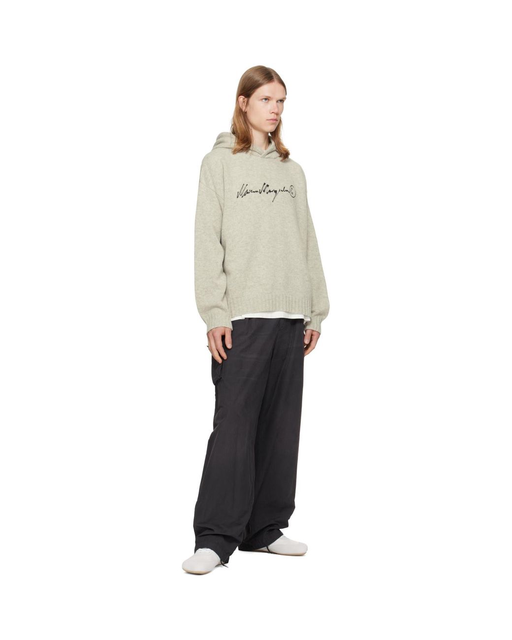 MM6 by Maison Margiela Gray Knit Hoodie for men