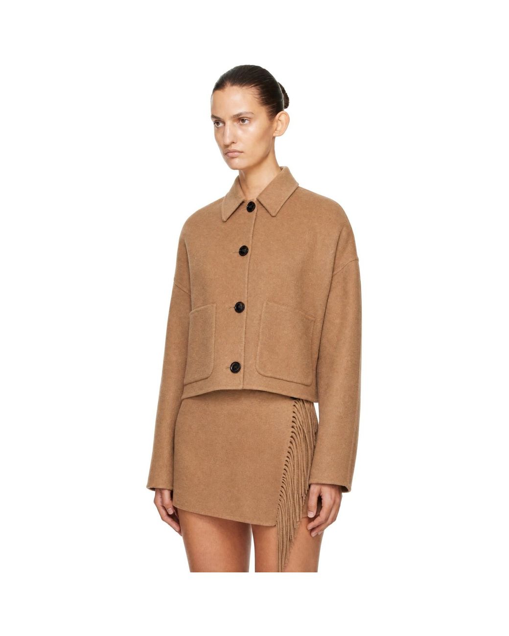 Boss Brown Tan Scarf Wool Jacket