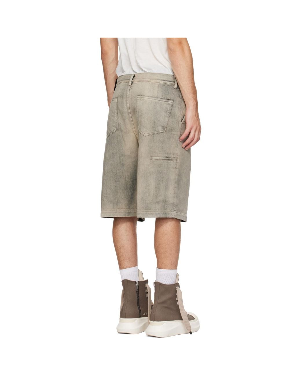 Rick Owens Natural Tower Denim Work Shorts for men