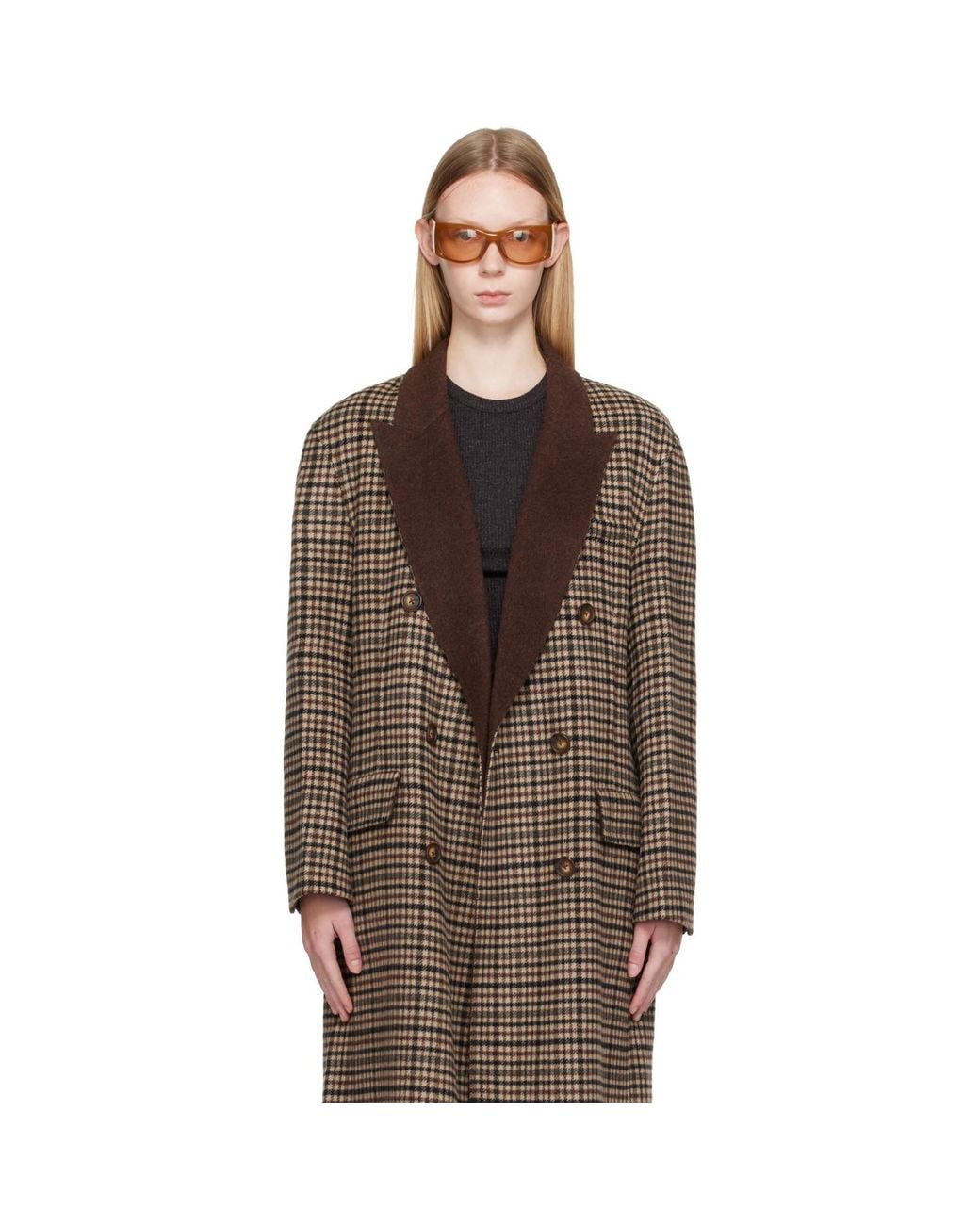 Rag & Bone Brown Vasso Double-Face Plaid Coat