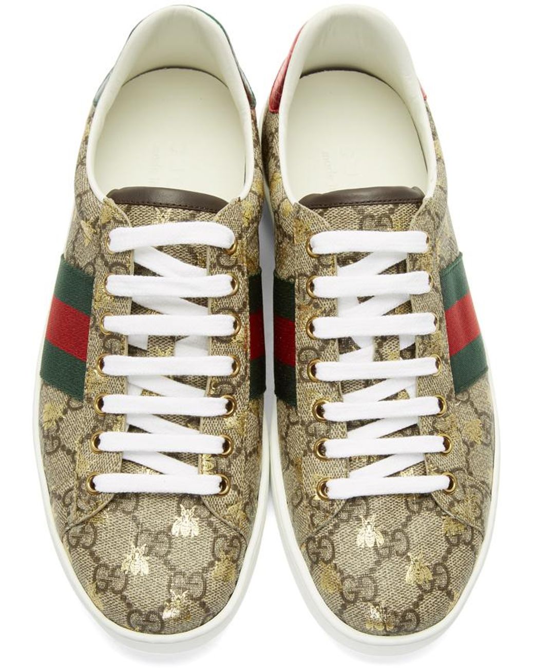 Gucci Leather Ace gg Supreme Bees Sneaker in Beige (Natural) for Men - Save 33% Lyst