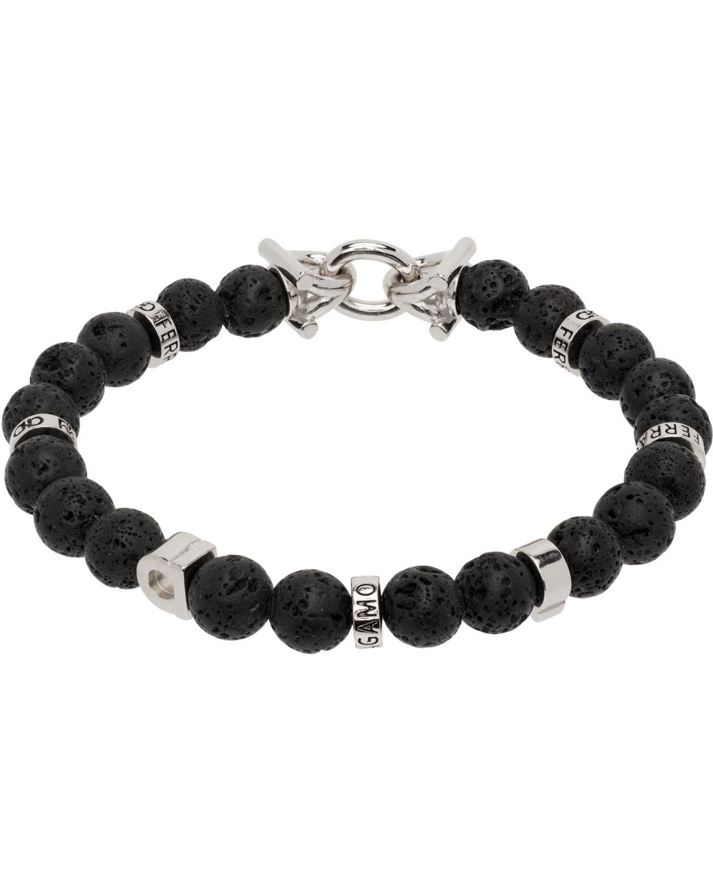 Ferragamo Black Gancini Elasticized Bracelet for men