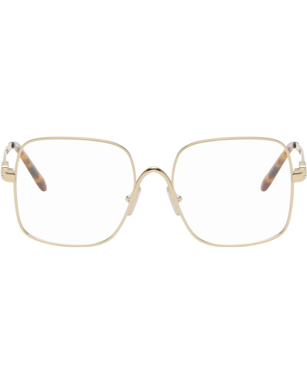 Miu Miu Black Large Square Metal Glasses