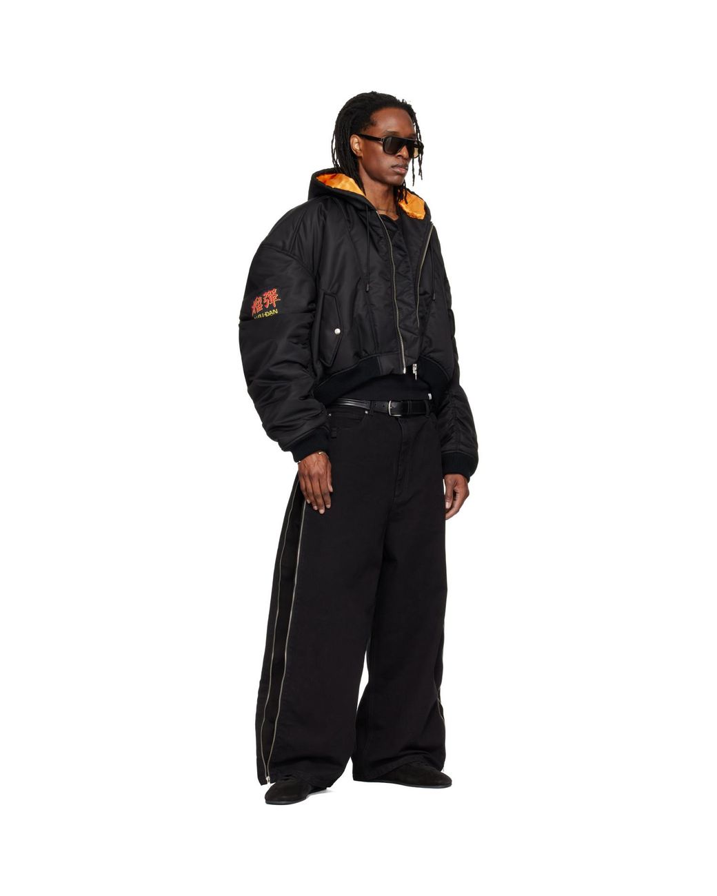 Lu'u Dan Black Distorted Ma1 Bomber Jacket for men