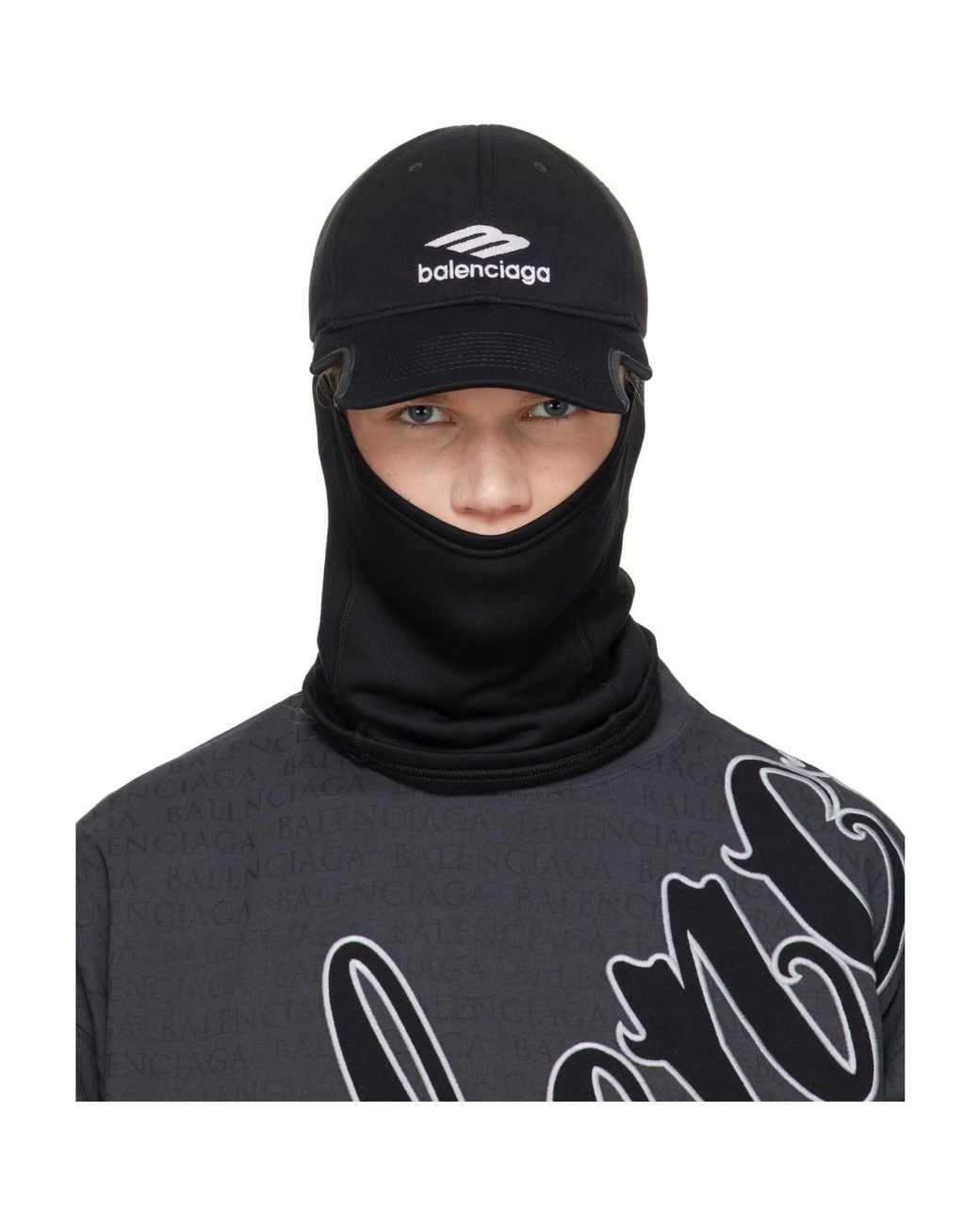 Balenciaga Black Neck Warmer Cap for men