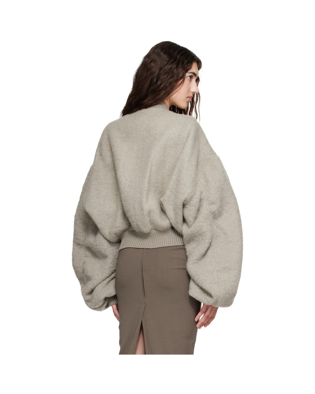 Rick Owens Brown Tower Secchia Cropped Flight Jacket