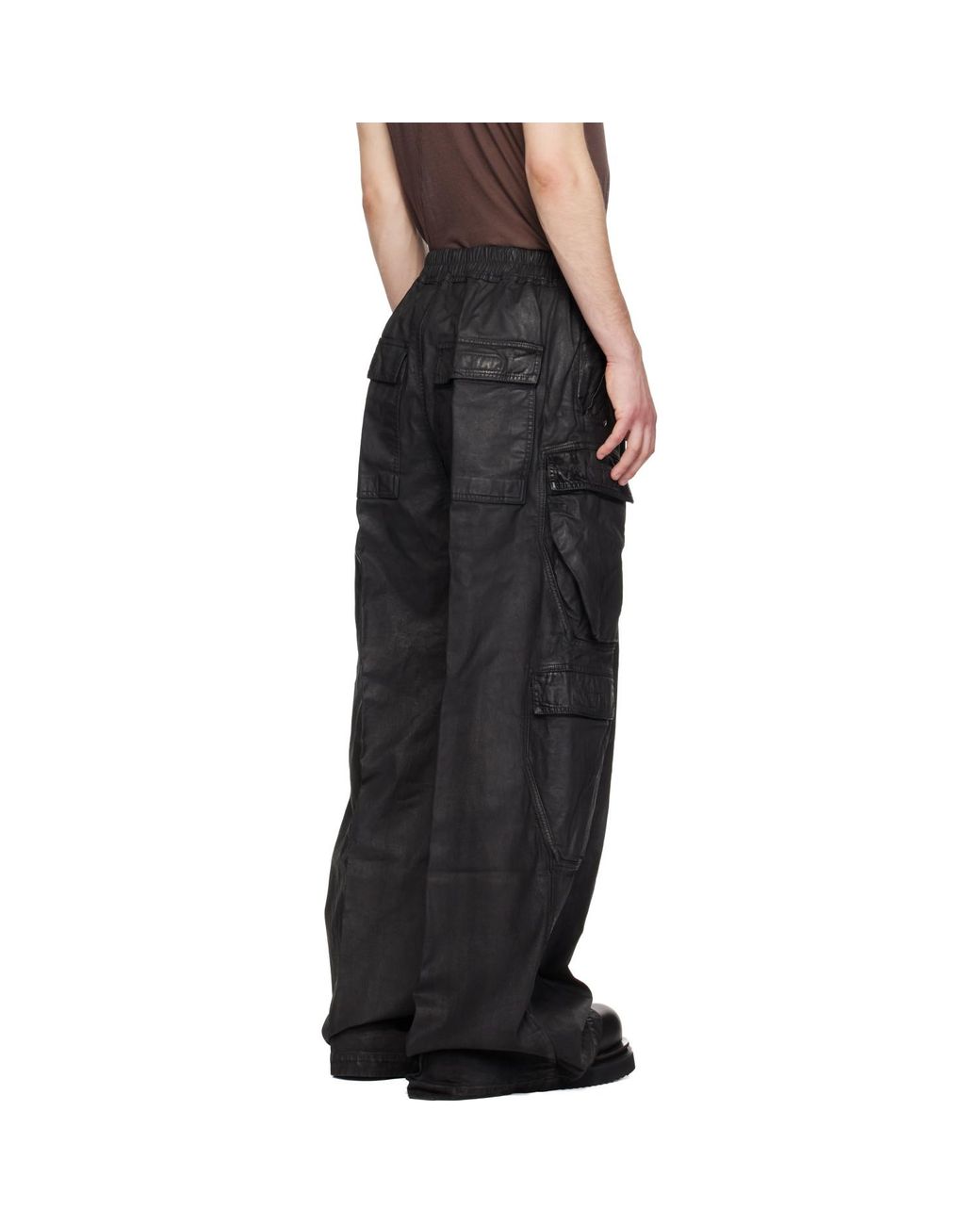 Rick Owens Black Temple Double Jumbo Belas Denim Cargo Pants for men