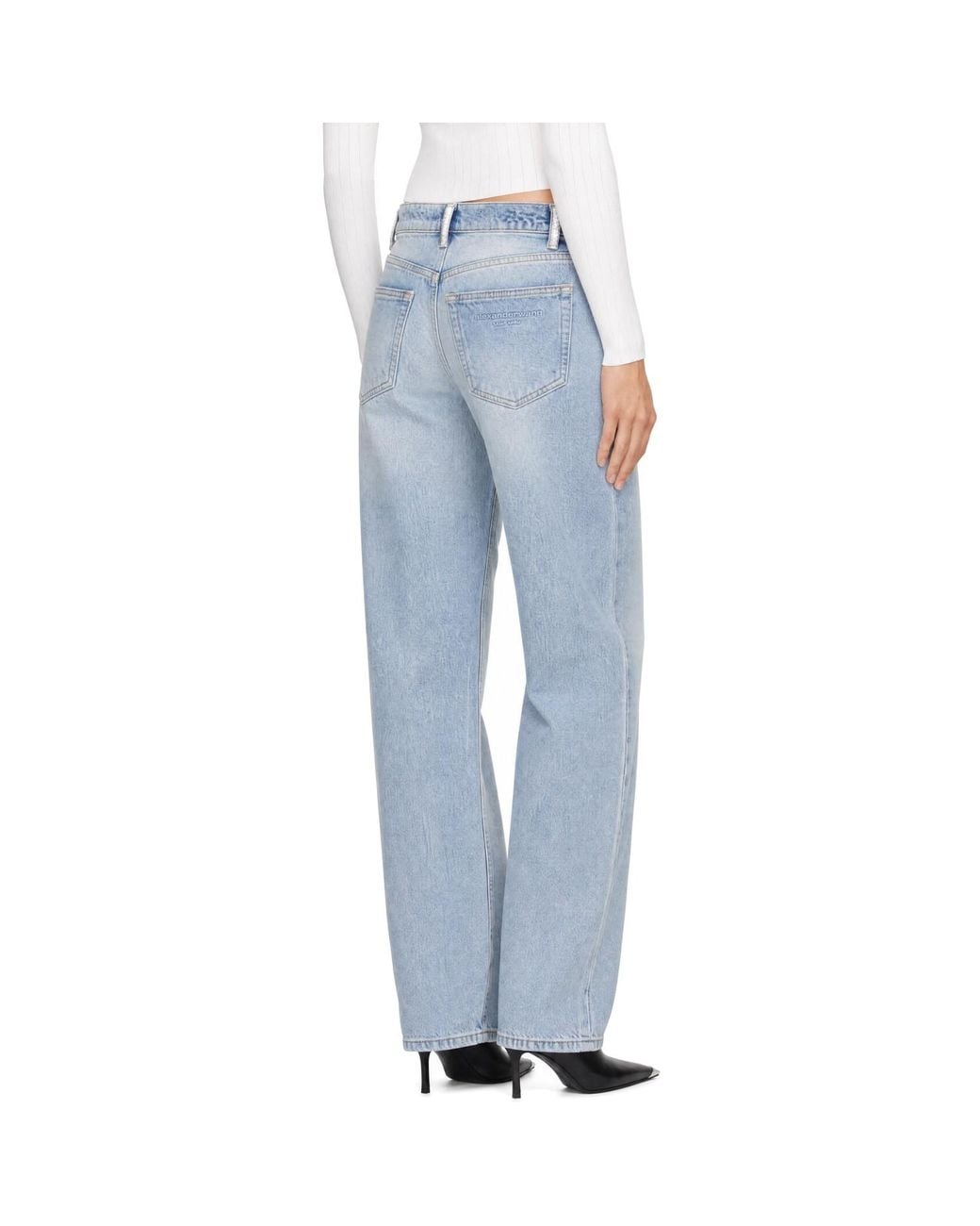 Alexander Wang Blue Float Crystal Hotfix Belt Loop Jeans