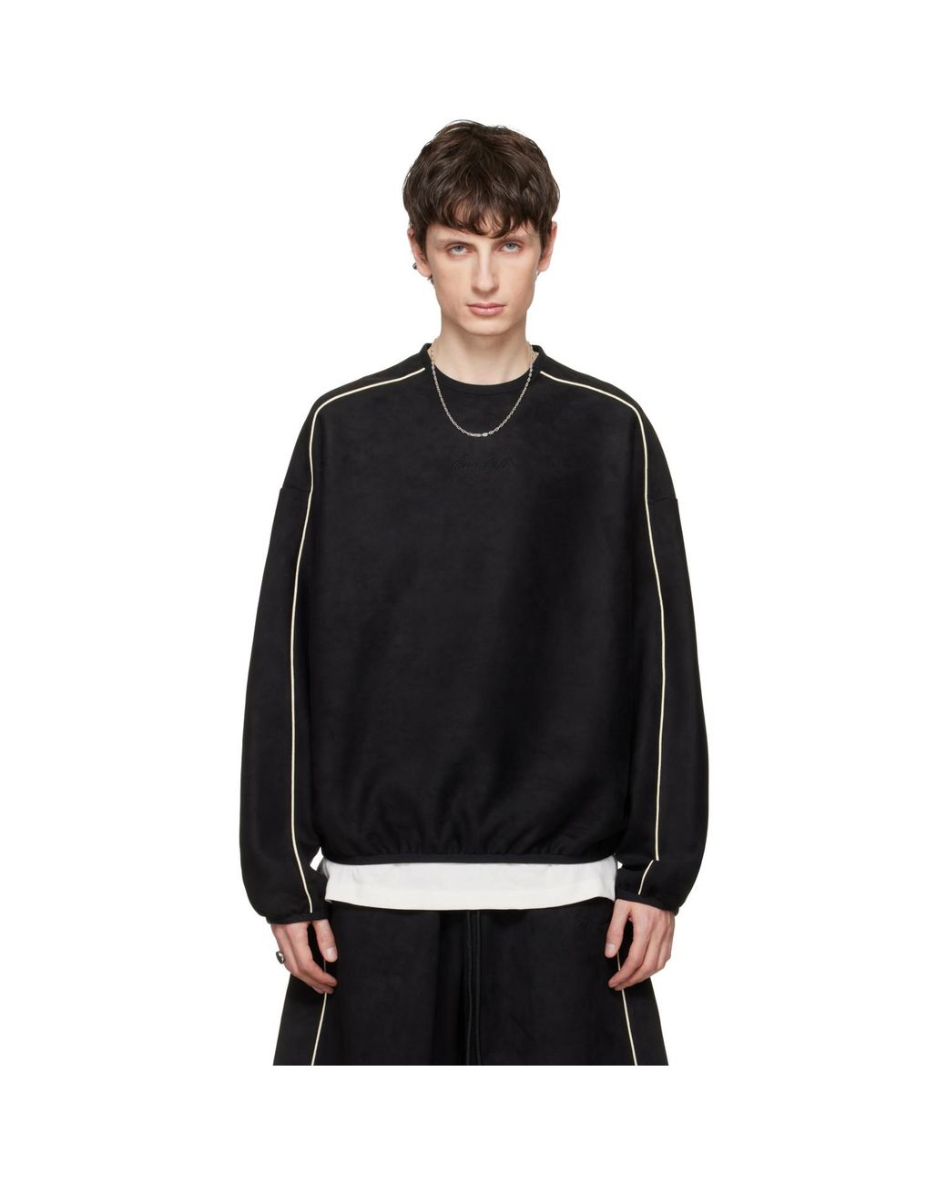 Fear Of God Black Signature Modern Crewneck Faux-Suede Sweatshirt for men
