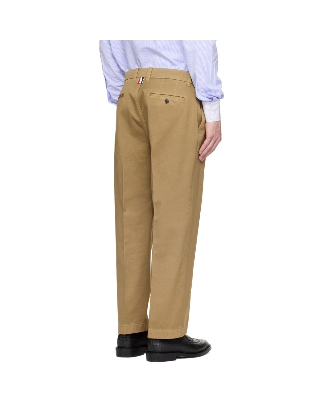 Thom Browne Natural Khaki Cotton Twill Utility Trousers for men