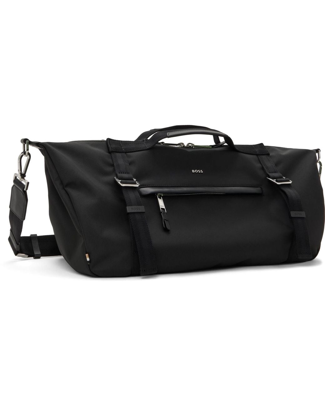 Boss Black Metal Logo & Front Pocket Duffle Bag for men