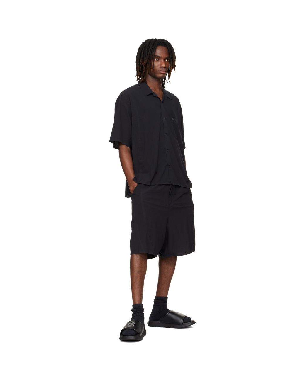 Y-3 Black Slides for men