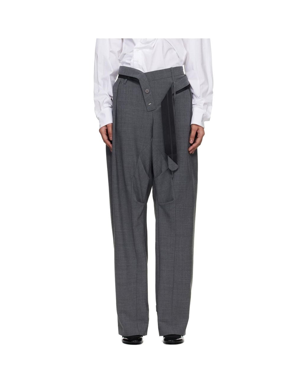 OTTOLINGER Black Strapped Baggy Suit Trousers