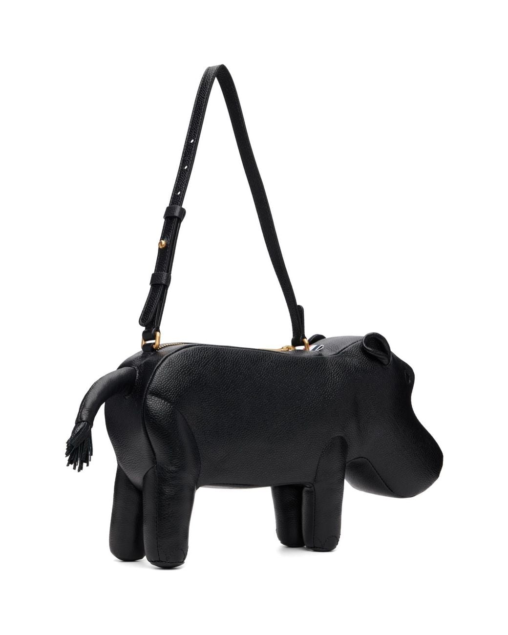 Thom Browne Black Pebble Grain Hippo Baguette Bag for men