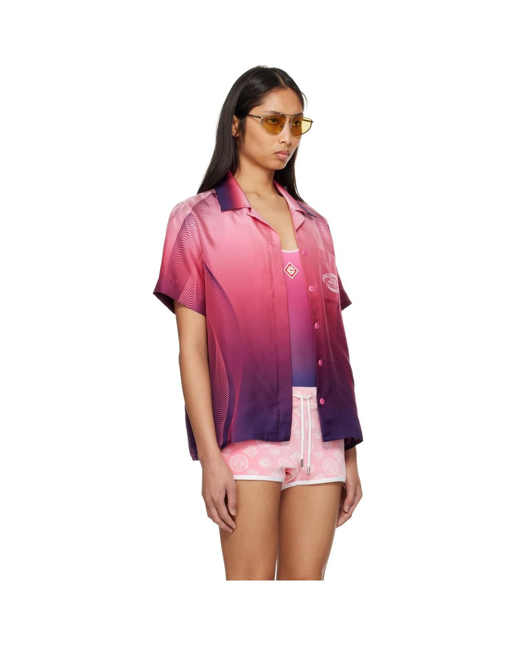 Casablanca Red Gradient Short Sleeve Silk Shirt