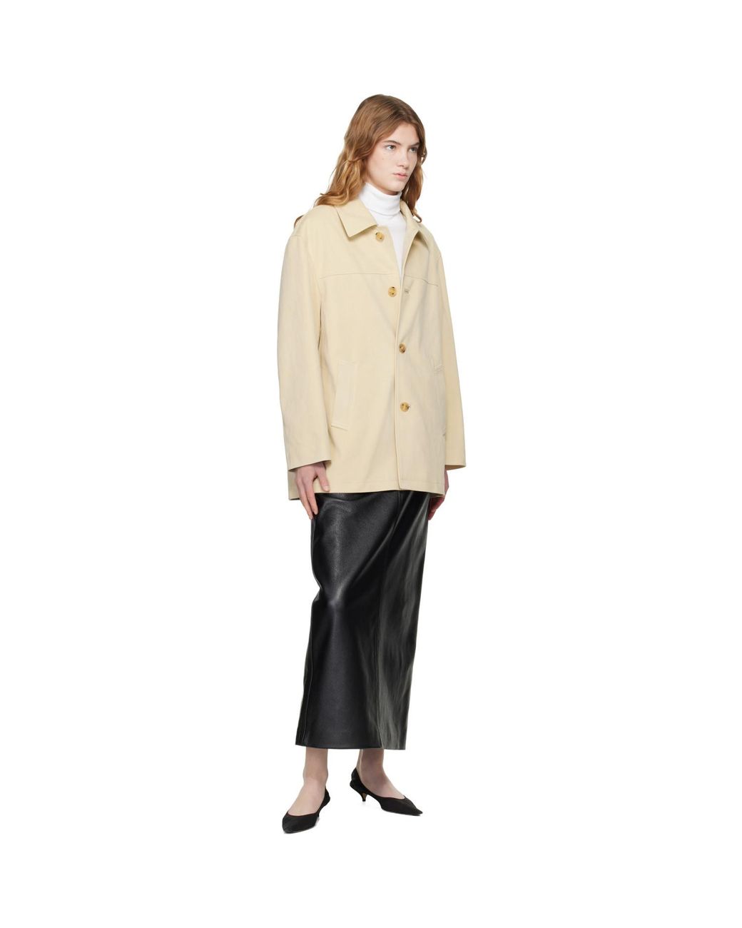DUNST Natural Half Faux-Suede Coat
