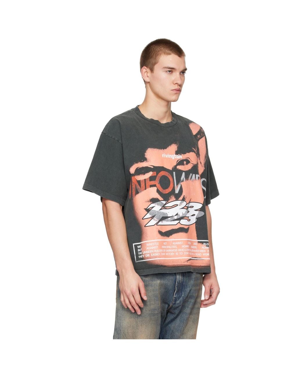 RIVINGTON roi Rebis Black 'Info War' Cva T-Shirt for men