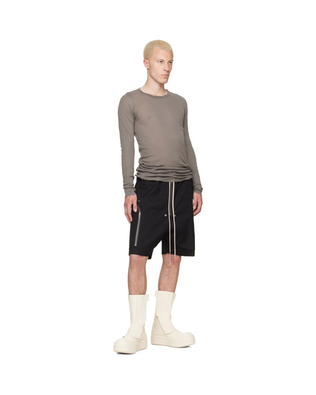 Rick Owens Black Tower Heizer Cargo Shorts for men