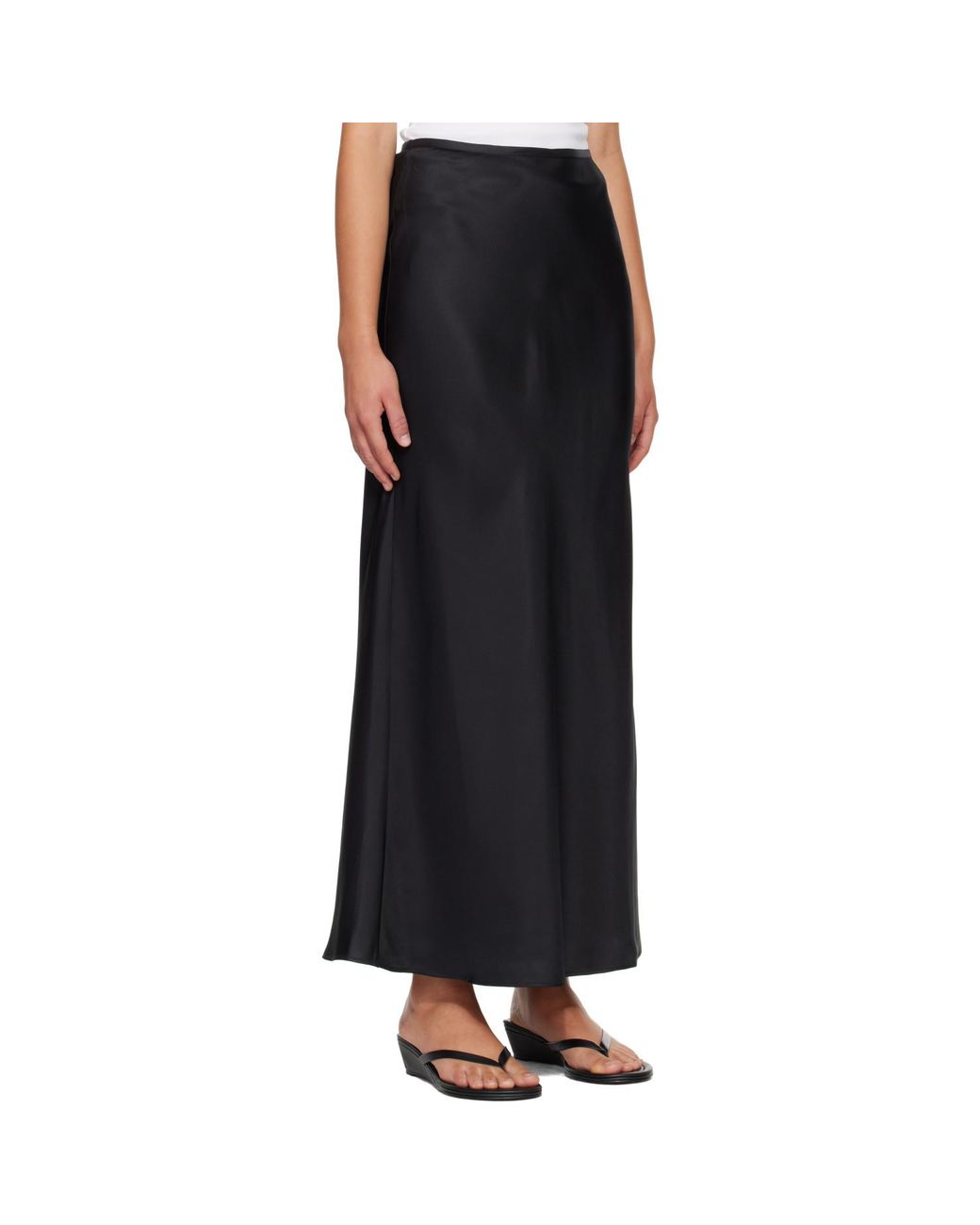 Loulou de Saison Black Eli Silk Twill Maxi Skirt