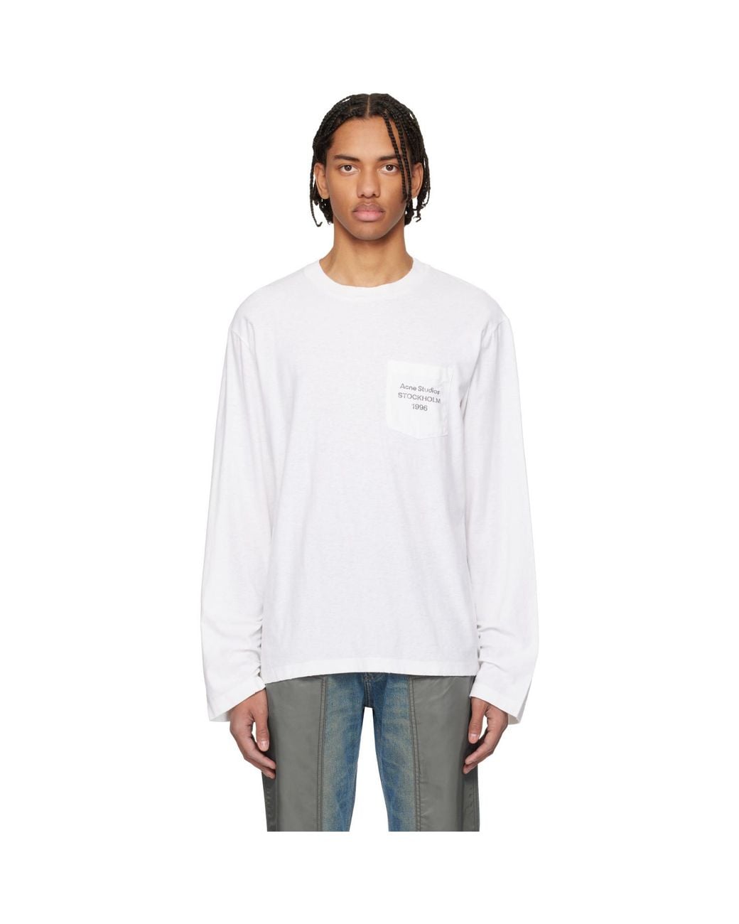Acne White Logo T-Shirt for men