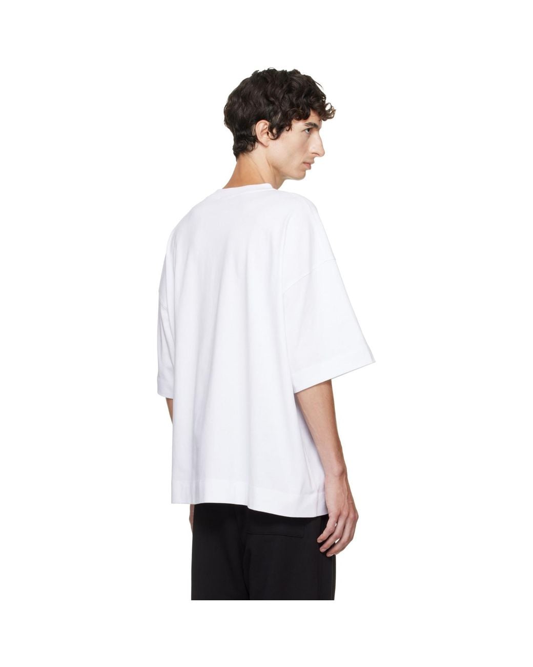 Dries Van Noten White Dropped Shoulder T-Shirt for men