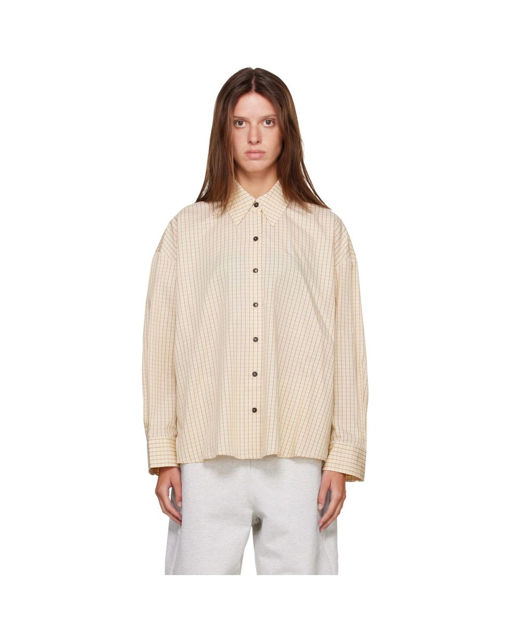 Cordera Natural Checked Oversized Shirt