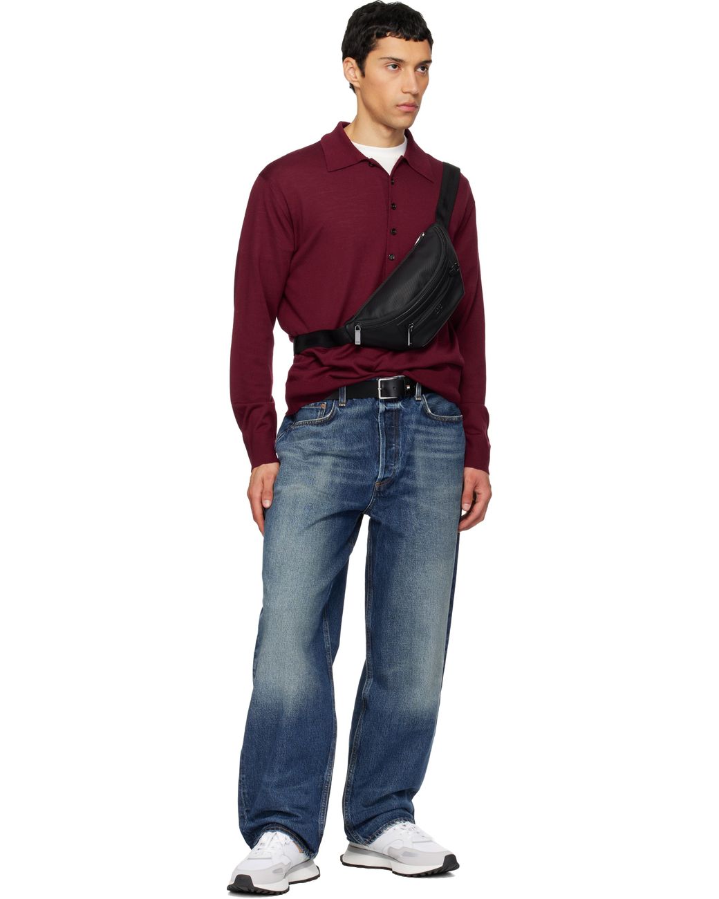 Boss Black Canvas Belt Bag for men