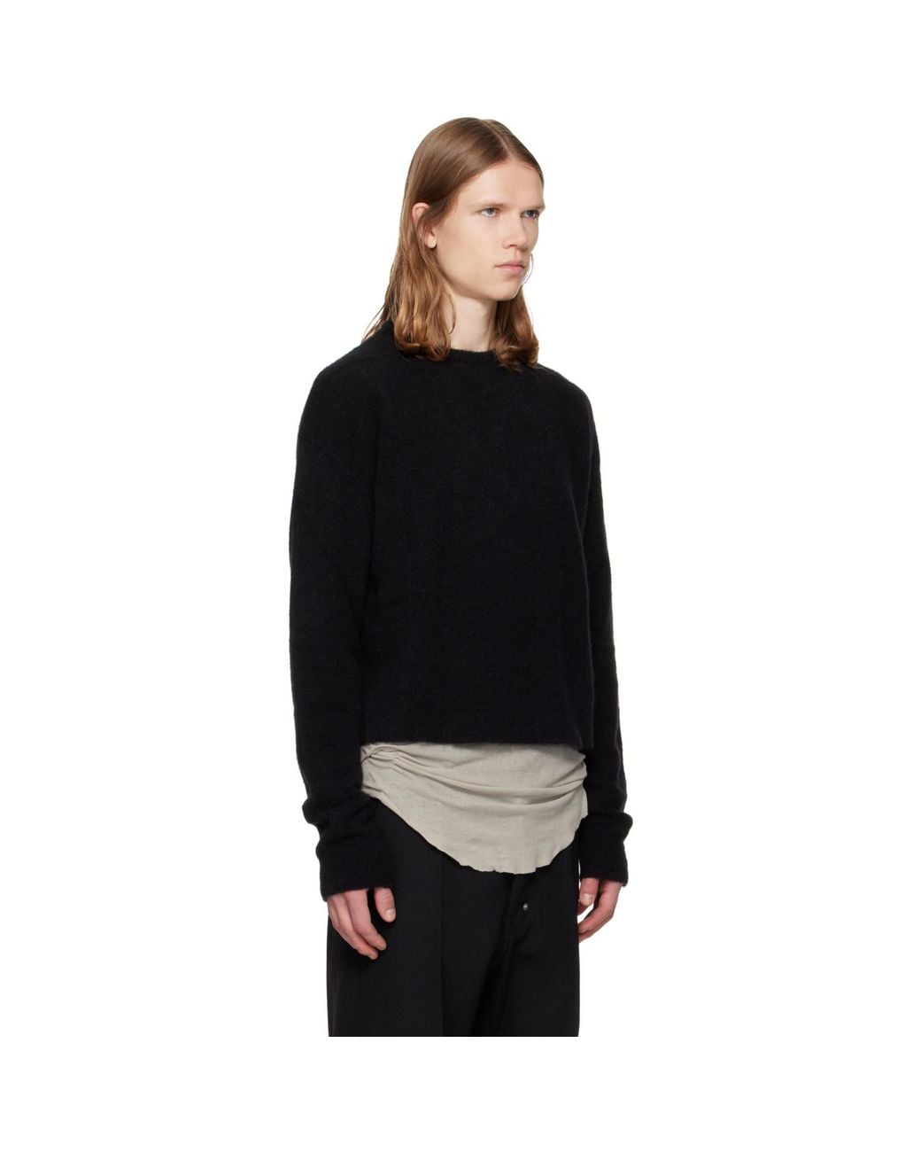 Rick Owens Black Tower Round Neck Sweater for men