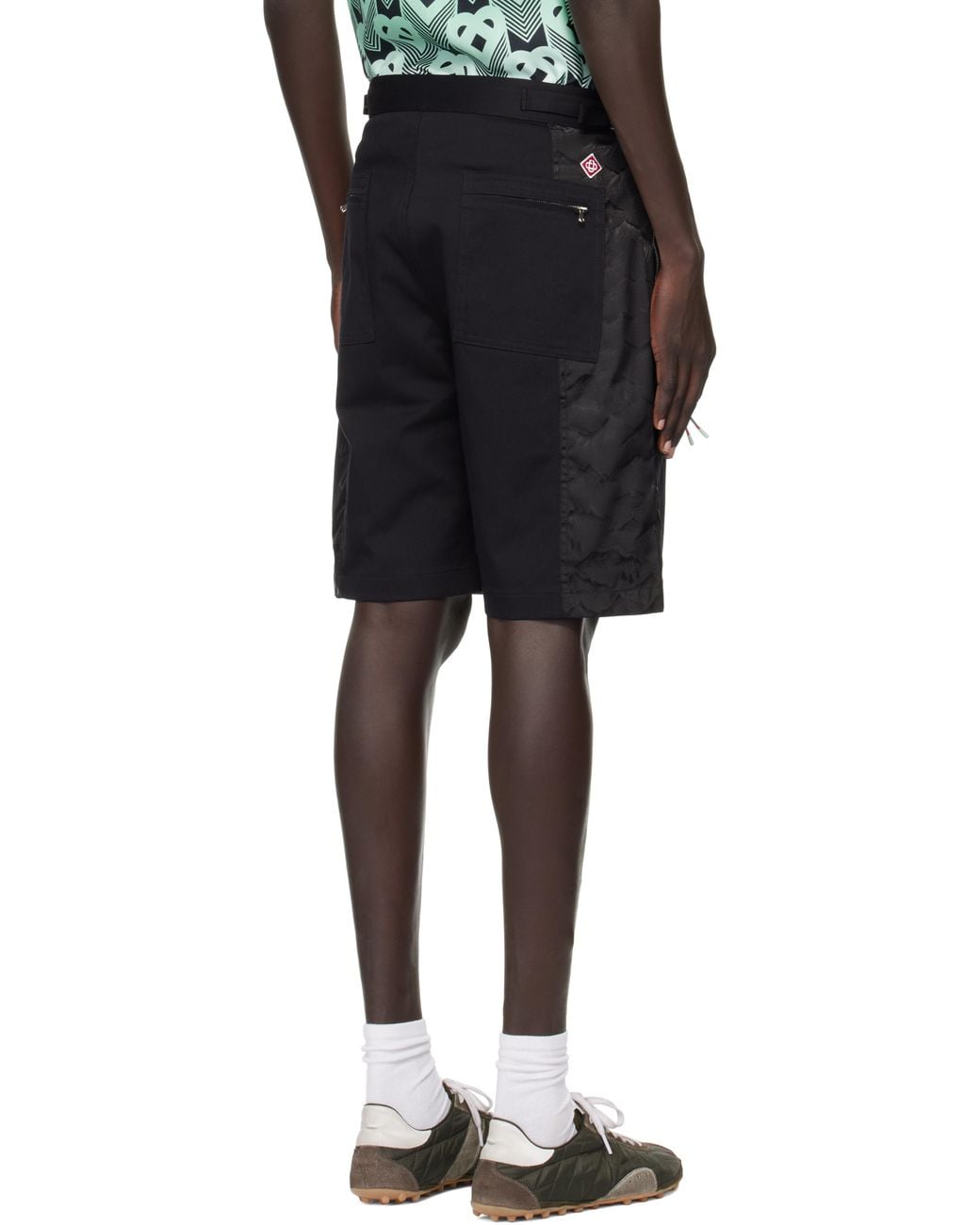 Casablanca Black Nylon Mountain Camo Cargo Shorts for men