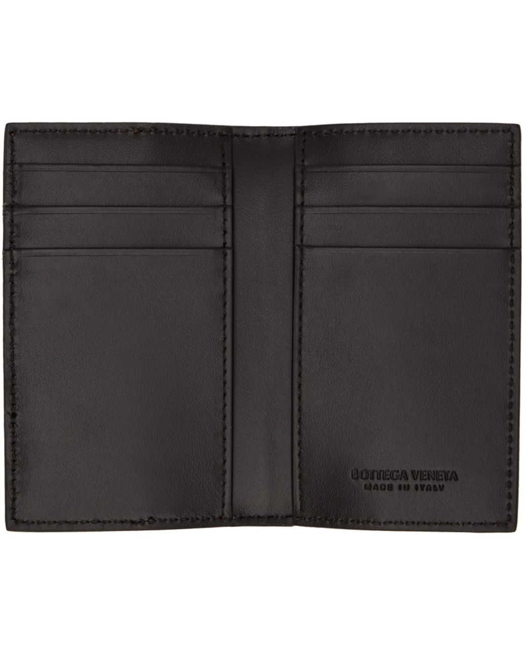 Bottega Veneta Black Tan Cassette Flap Card Case Wallet for men