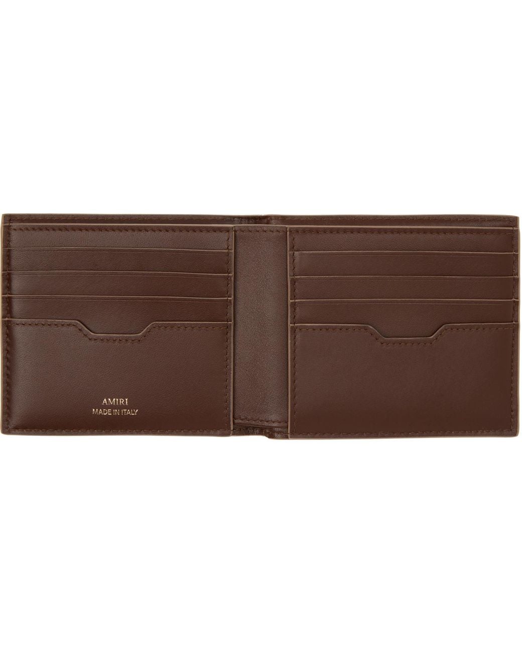 Amiri Brown 'Ma' Quad Leather Bifold Wallet for men