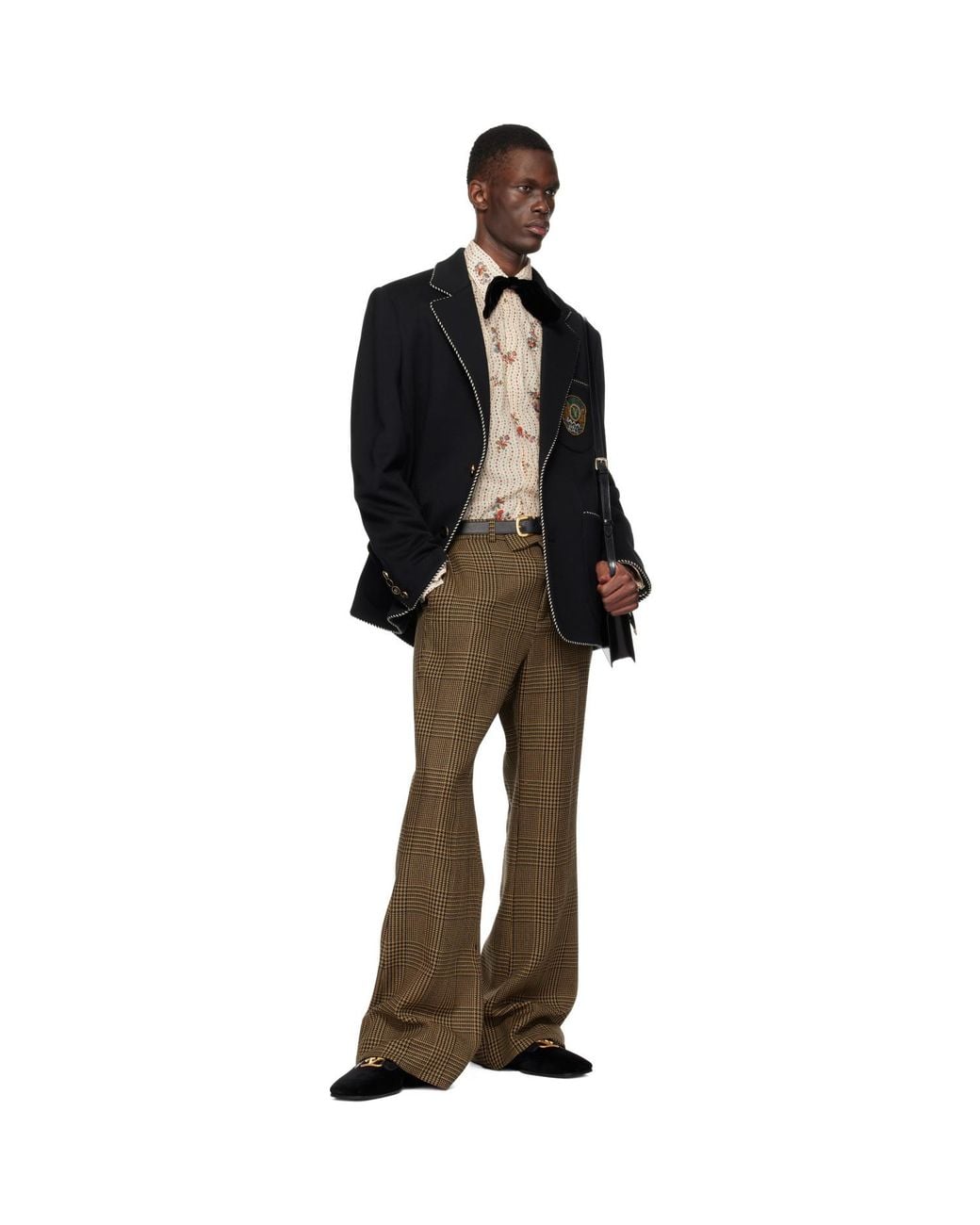 Valentino Brown Glen Check Trousers for men