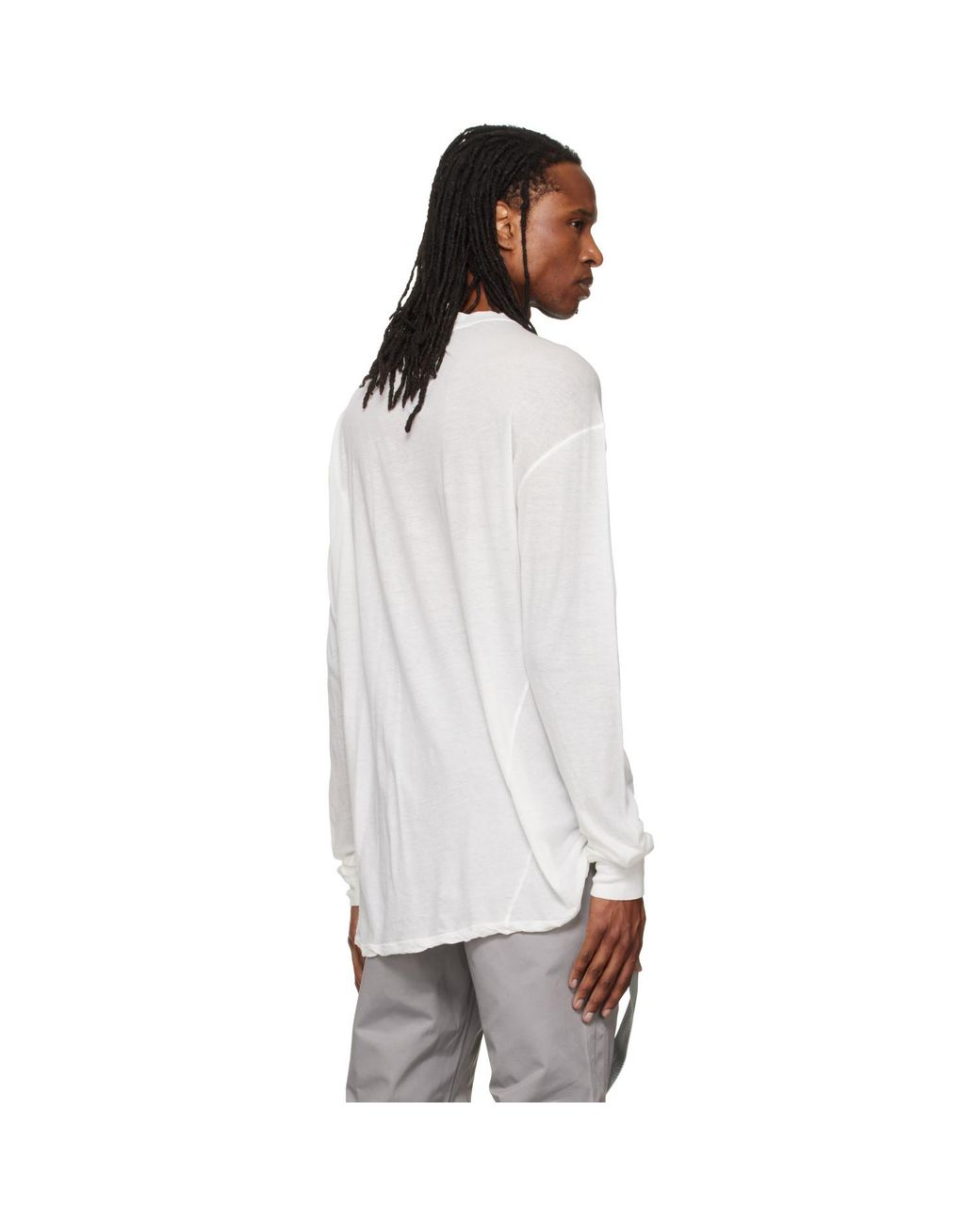 Rick Owens White Off- Tower Rick S Jumbo L/S T-Shirt for men