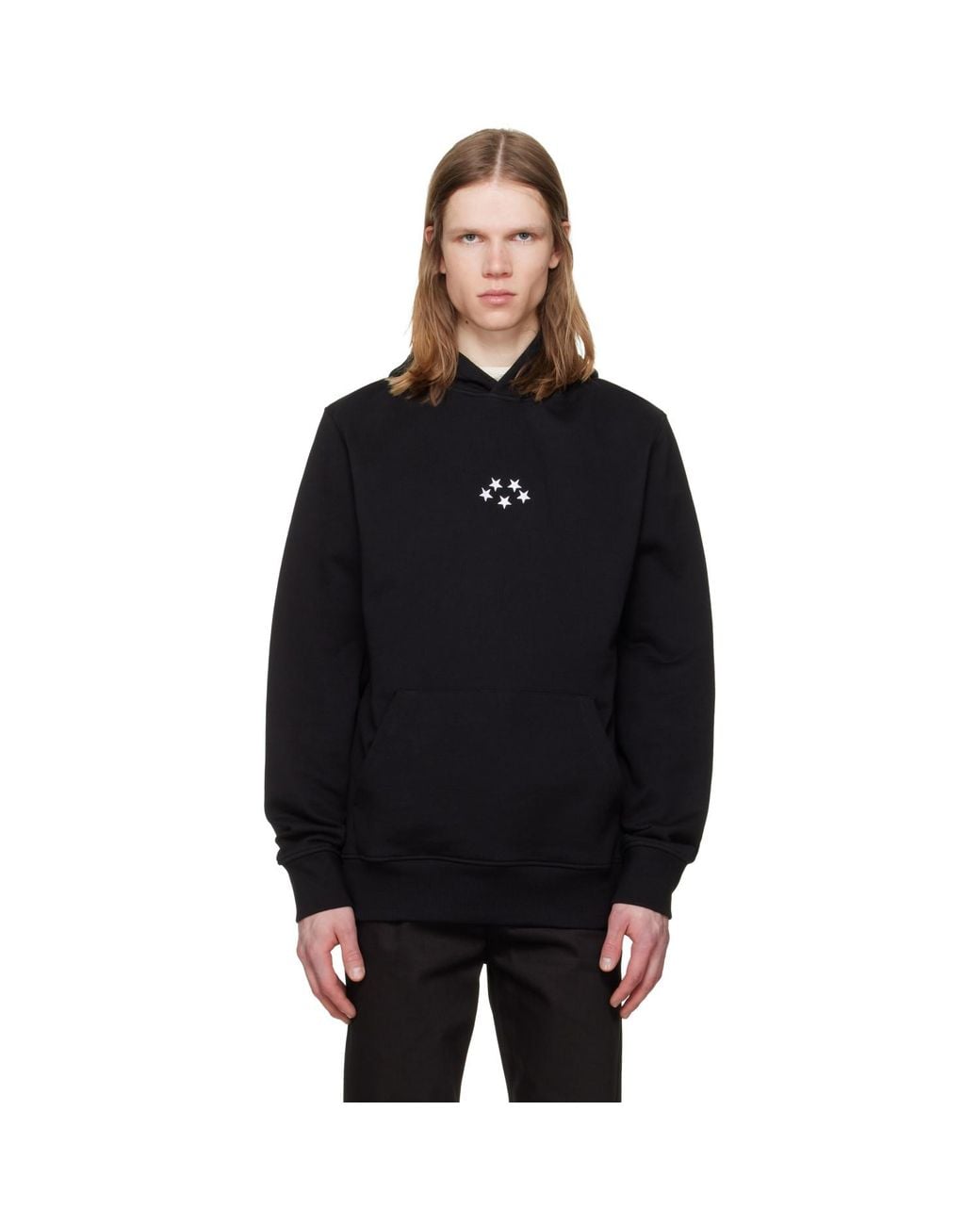 JKEEFER Black Stars Embroidery Hoodie for men