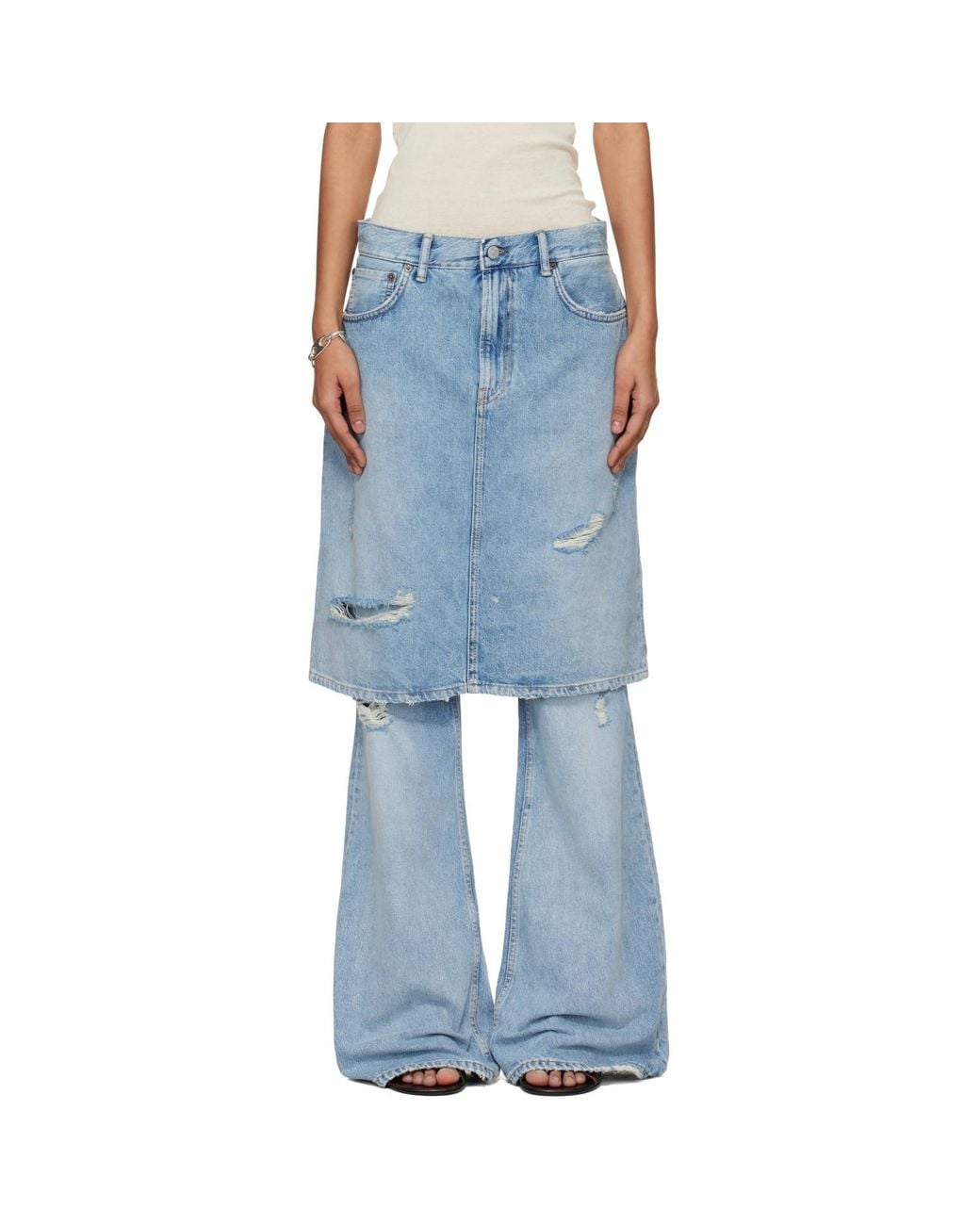 Acne Blue Layered Denim Jeans