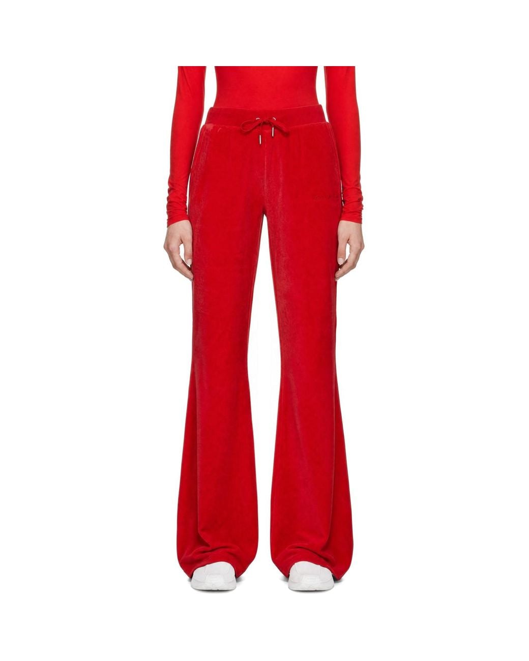 Sporty & Rich Red Signature Logo Krystal Sweatpants