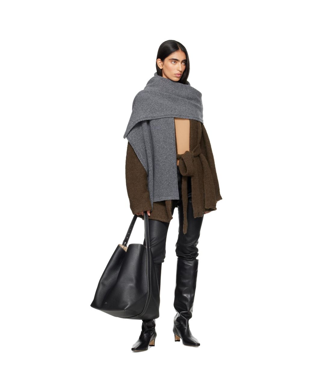 Rohe Gray Knitted Mouliné Scarf