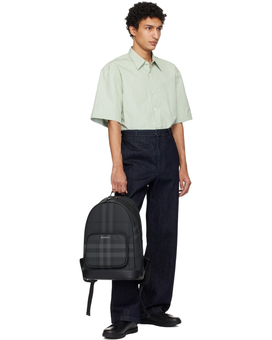 メンズ Burberry ブラック＆グレー Rocco バックパック Black