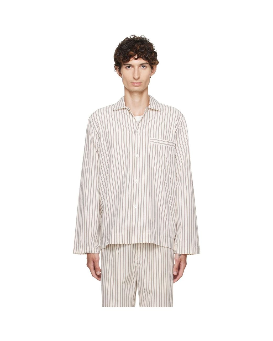 Tekla White Off- & Poplin Long-Sleeved Pyjama Shirt for men
