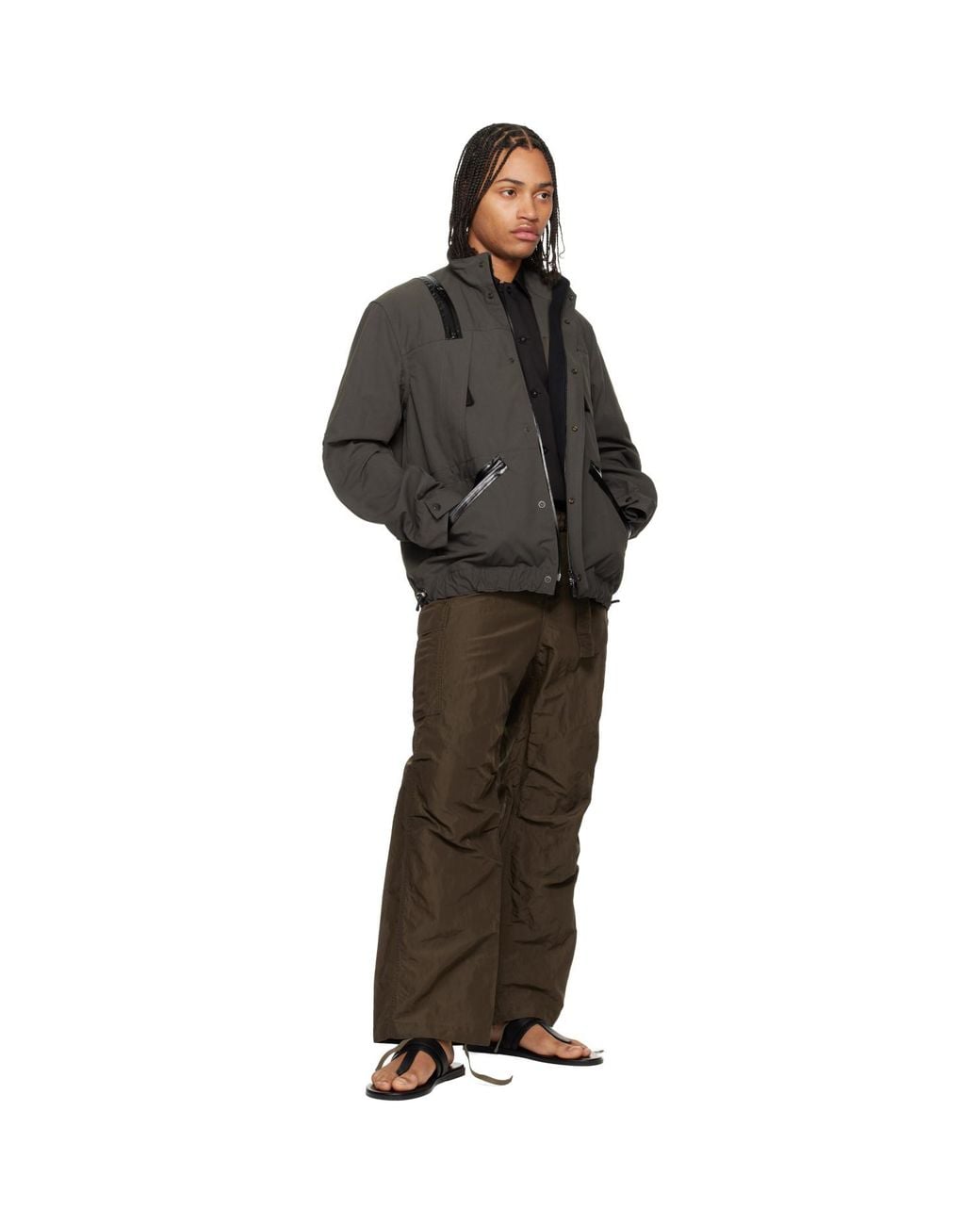 Sacai Black Khaki Weathercloth Blouson Jacket for men