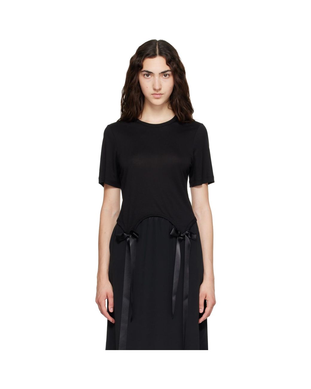 Simone Rocha Black Bow Tail Easy T-Shirt