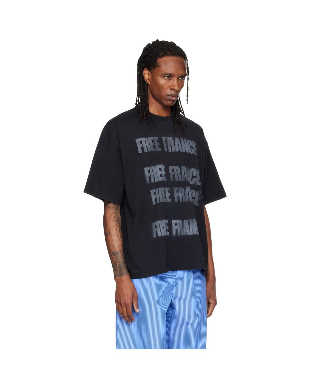 Vetements Black Boxy 'Free France' T-Shirt for men